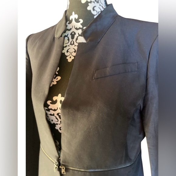 BCBG MAXAZRIA Arelia Black A-Line Blazer Jacket Women’s Large Zippered Waist - Picture 8 of 16